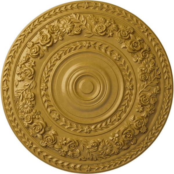 Ekena Millwork Rose Ceiling Medallion (Fits Canopies up to 13 1/2"), 33 7/8"OD x 2 3/8"P, Iridescent Gold CM33ROIGS - main